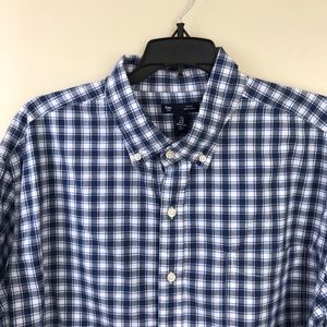 GAP Blue Checked Long Sleeve Slim Fit Shirt